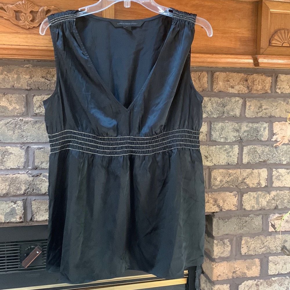 Express babydoll top size large with gold stitching